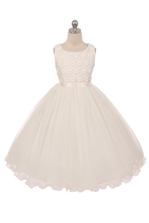 Style No. 368K - Flower Embroidered Tulle Dress