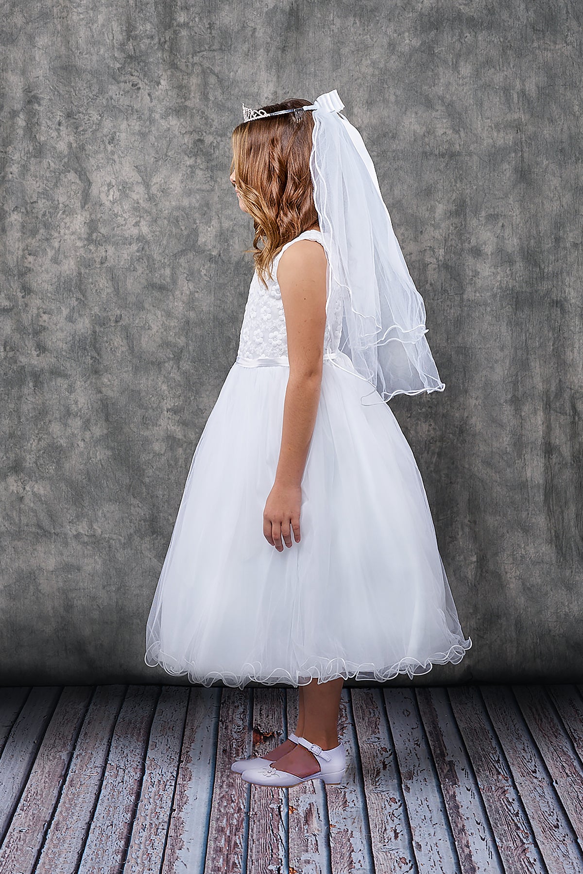 Style No. 368K - Flower Embroidered Tulle Dress