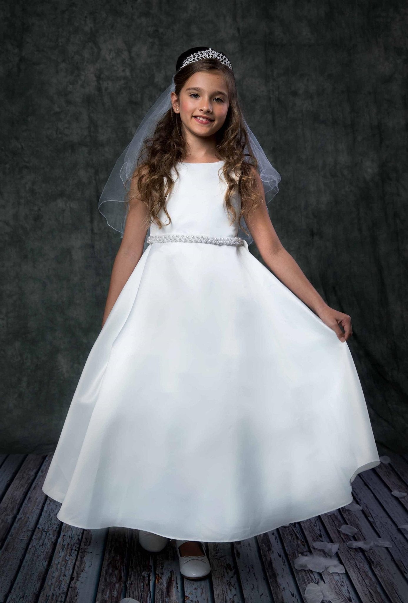 Style No. 386 - Long Satin Communion Dress