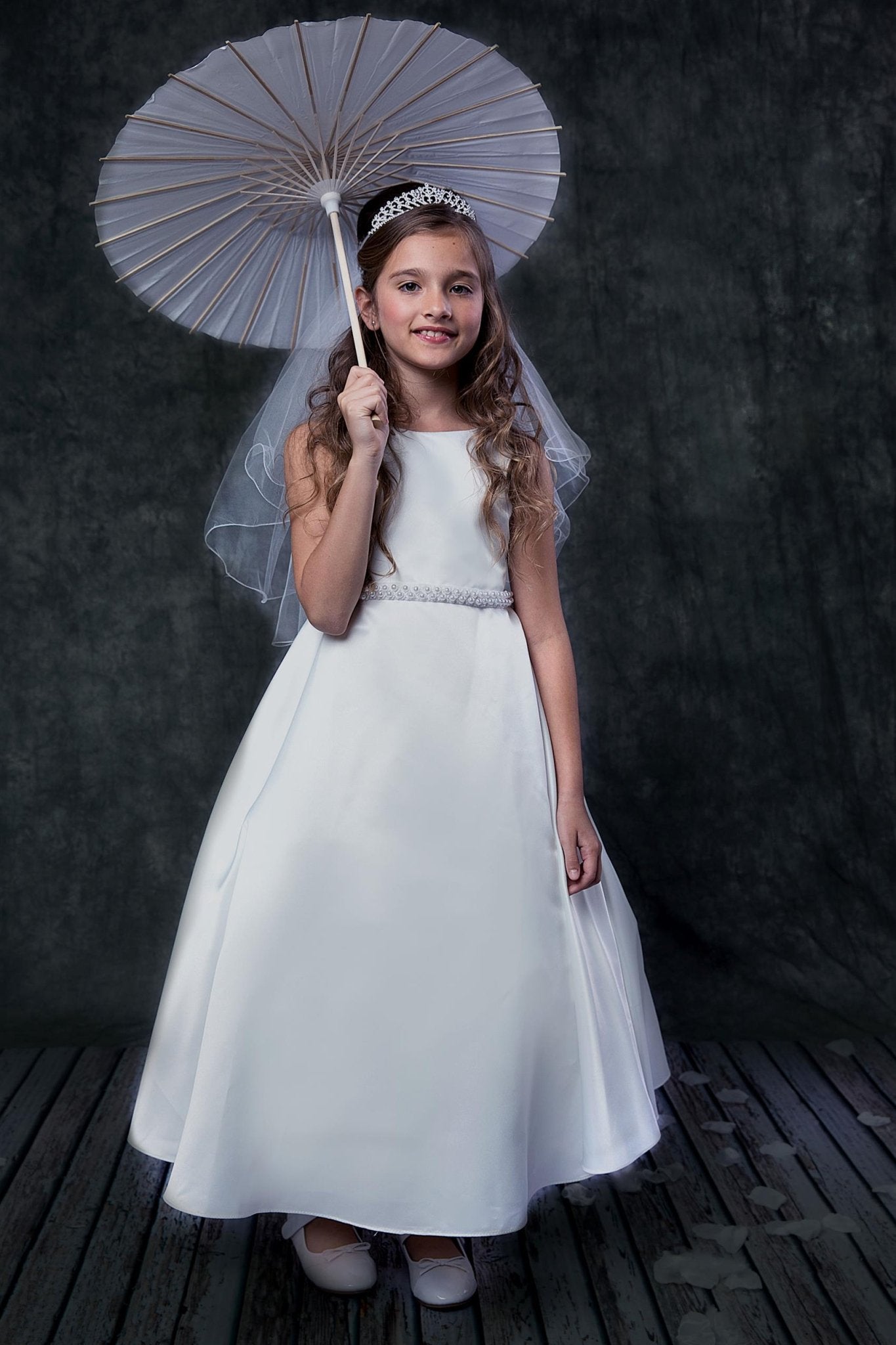 Style No. 386 - Long Satin Communion Dress