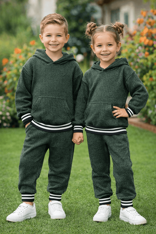Toddler Striped Knit Pants 2-Piece Set in Green