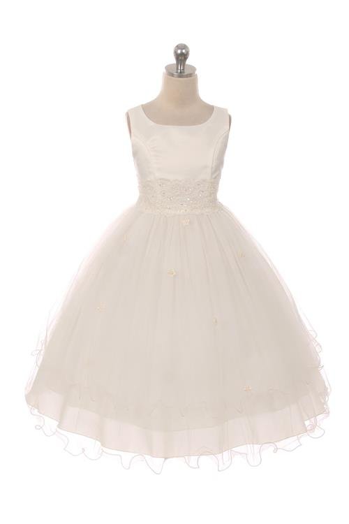 Style No. 198-K - Lace Trim Tulle Dress