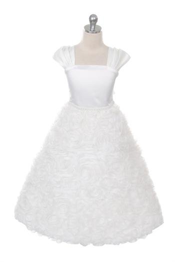 Style No. 320HC - Rosette Skirt With Satin Sleeves Dress