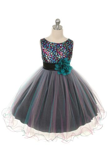 Style No. 327 Multi-Sequin Trio Color Tulle Dress