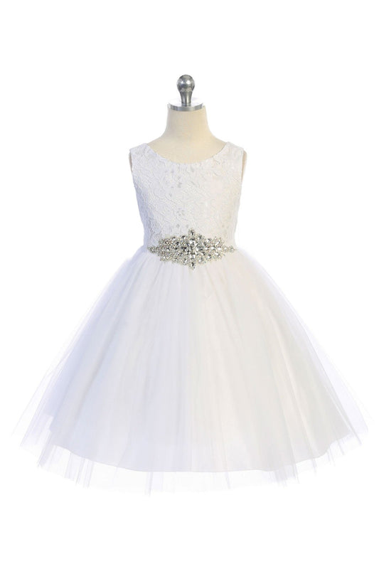 Style No. 524D Lace Dress w/ Diamond Shape Rhinestone Trim