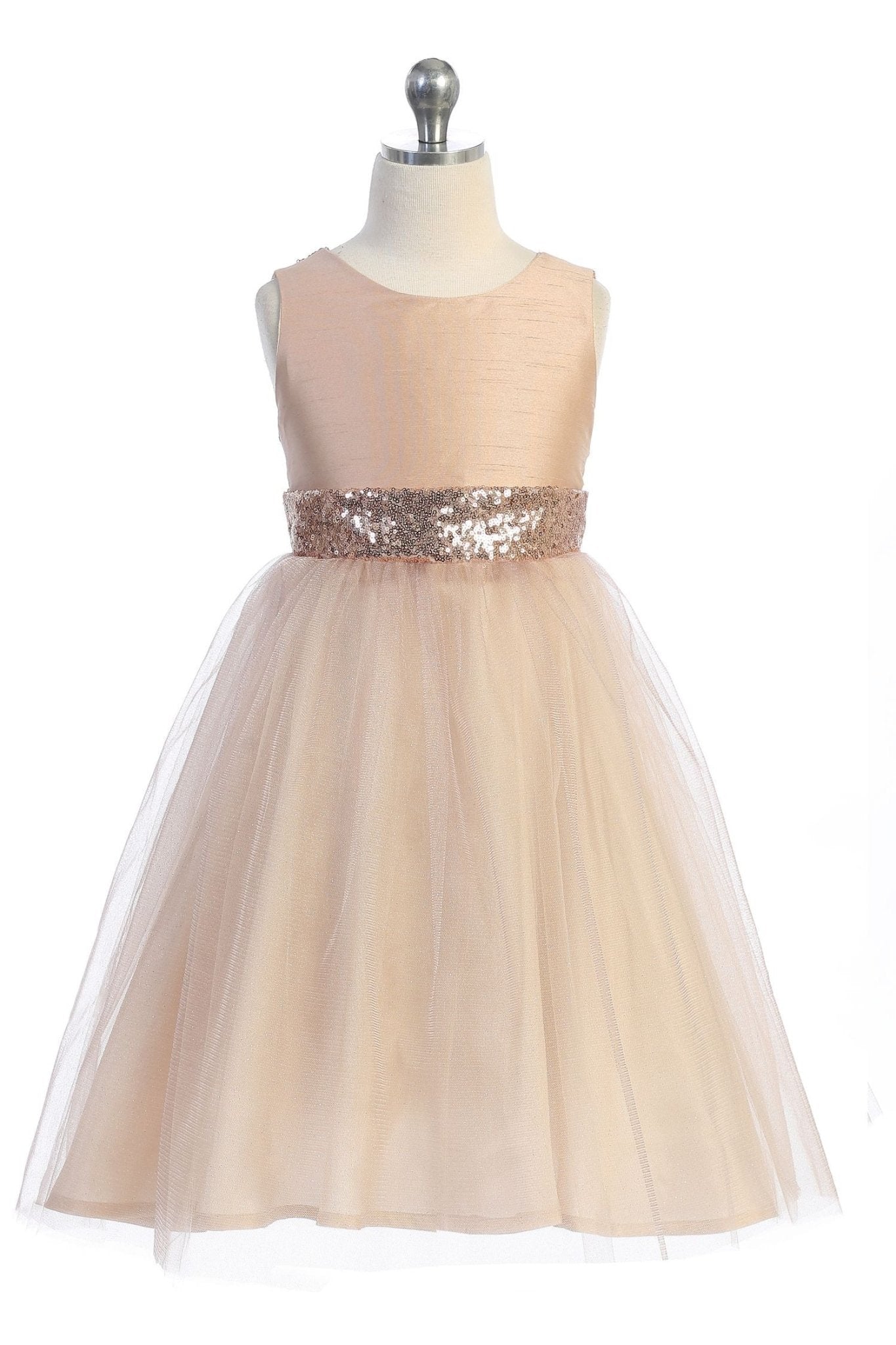 Copy of Style No. 498 Blush Rose Gold Sequin V Back Dress