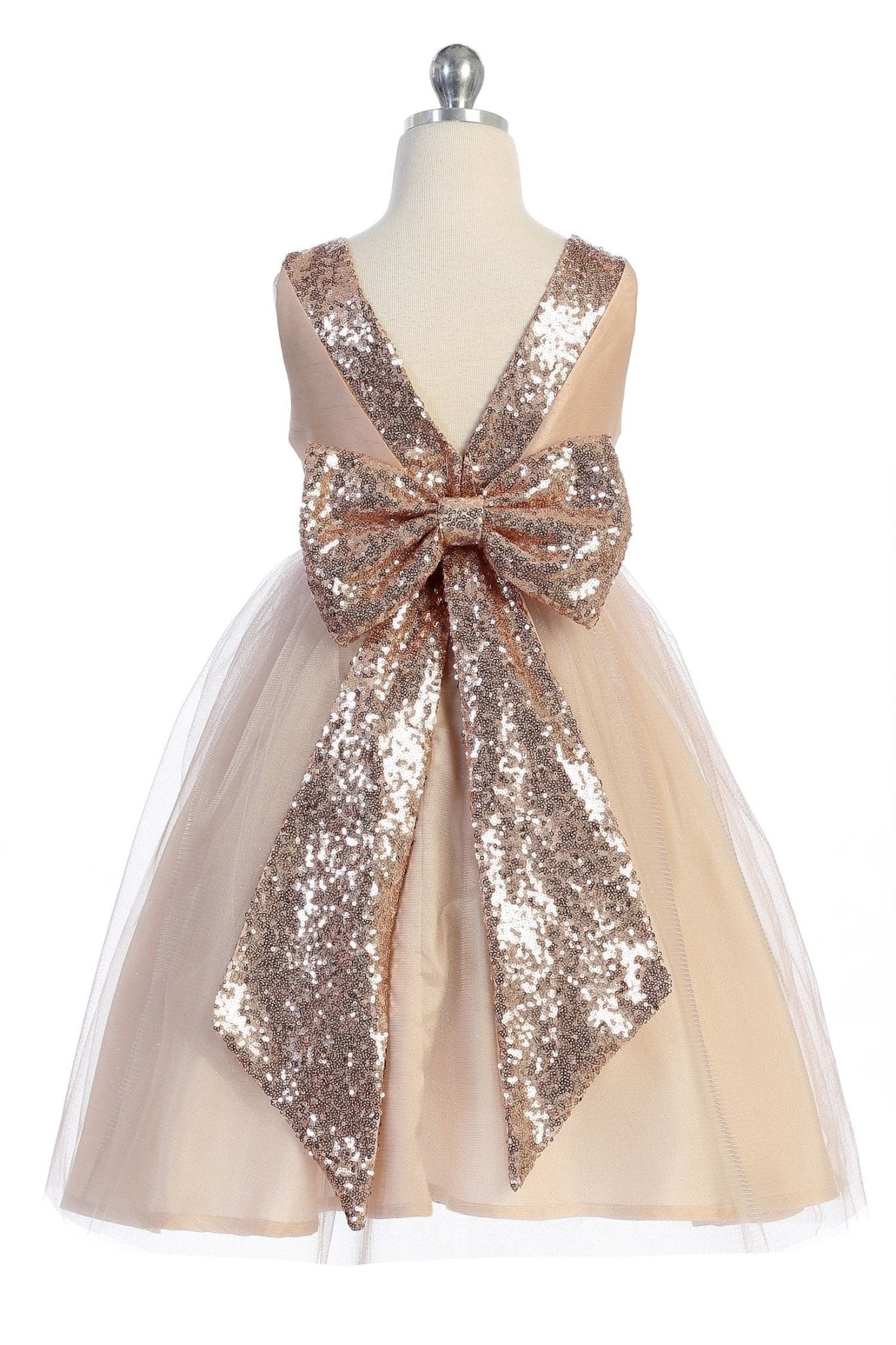 Copy of Style No. 498 Blush Rose Gold Sequin V Back Dress