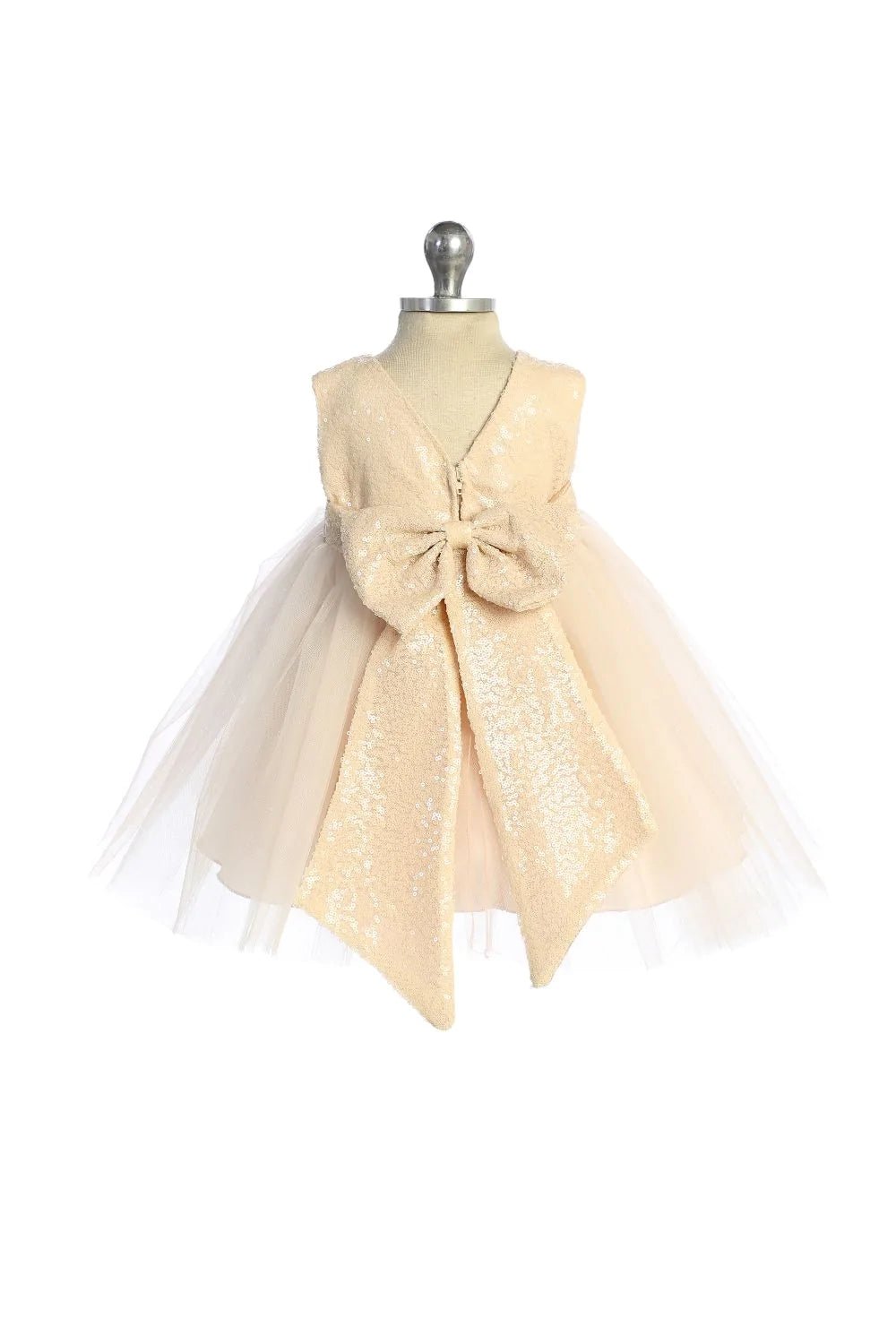 522B- Lace Sequin Back V Baby Dress