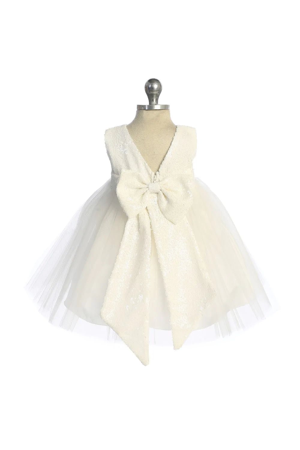 522B- Lace Sequin Back V Baby Dress