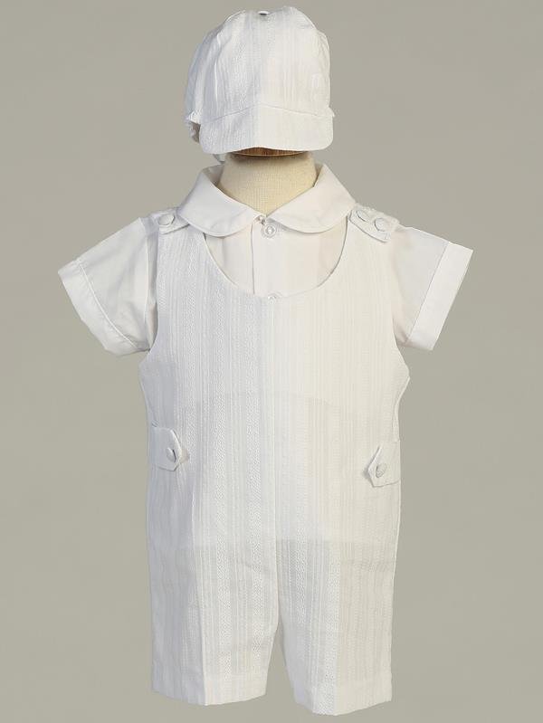 Archie Embroidered Cotton Christening Romper