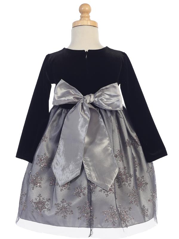 Style No. C504 - Velvet & Glitter Snowflake Tulle Dress