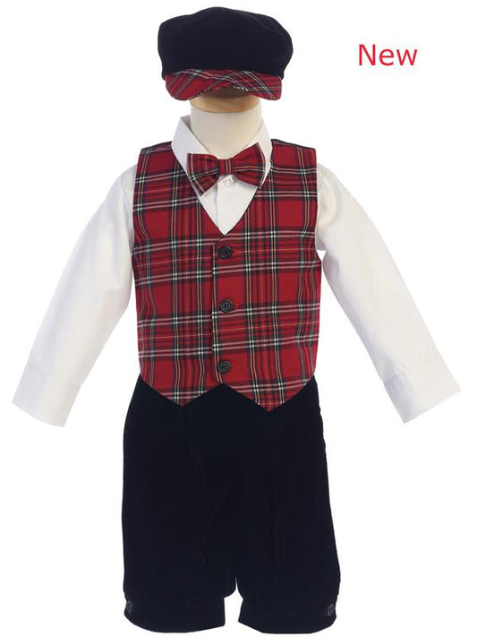 Style No. C564 - Red Plaid Vest & Velvet Knickers