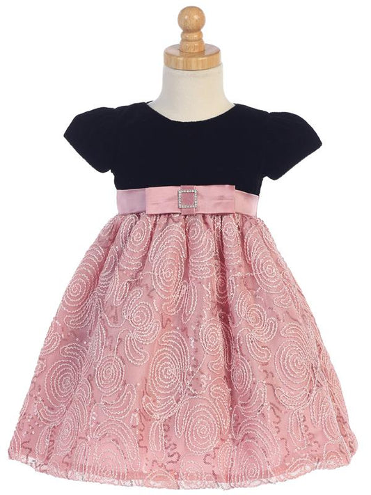 Style No. C997 - Velvet Bodice & Corded Tulle Dress with Bow