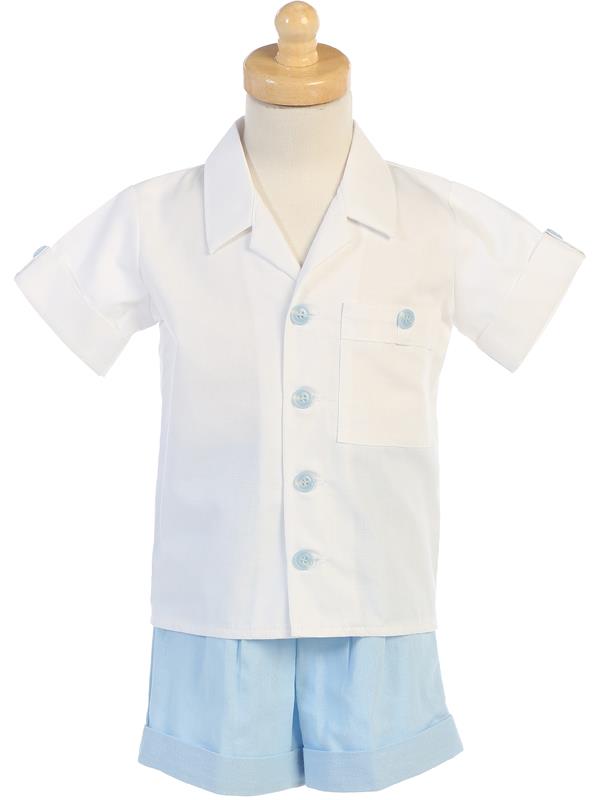G833-L Poly Cotton Shirt & Linen Shorts Set