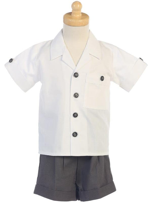 G833-L Poly Cotton Shirt & Linen Shorts Set